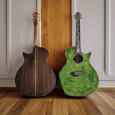 China Custom 41 Inch Grand Style 6 Strings Single Cutaway Acoustic Guitar in Transparent Green Color supplier