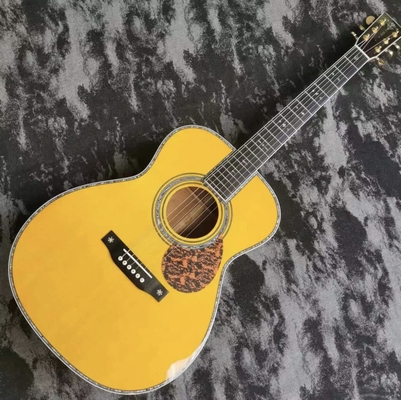 China Custom 40 &quot;full solid wood OM42 series yellow acoustic guitar Martin guitar style supplier