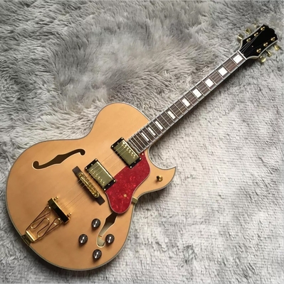 China Custom Hollow Byrdland Wood Color Gold Hardware Archtop Electric Guitar supplier