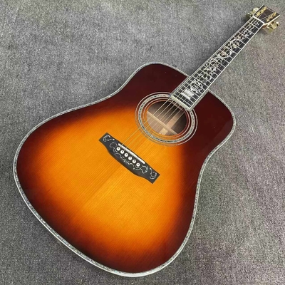 China 41 Inch D Type Sunburst Solid Spruce Acoustic Guitar Abalone Ebony Fingerboard supplier