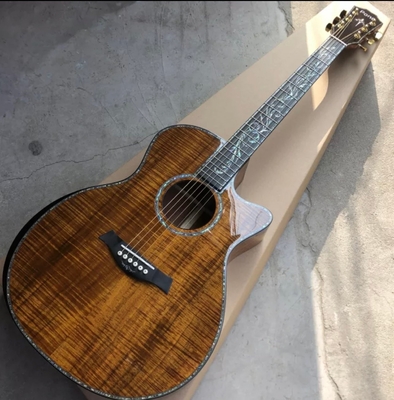 China Custom All KOA Wood 40 Inch PS14 Type Cutaway Acoustic Guitar Abalone Tree of Life Ebony with Customized Logo on Headsto supplier