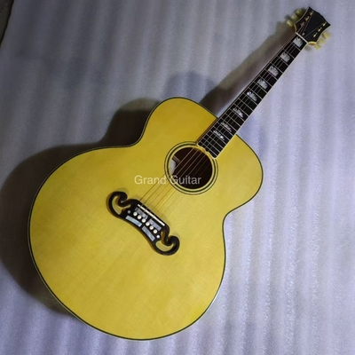 China Custom Solid 43 Inch Jumbo Parlor Acoustic Guitar Flamed Maple Back Side Ebony Bridge supplier