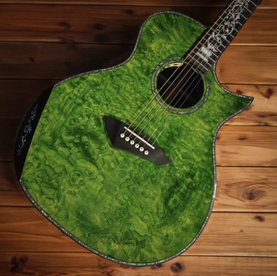 Custom 41 Inch Grand Style 6 Strings Single Cutaway Acoustic Guitar in Transparent Green Color supplier