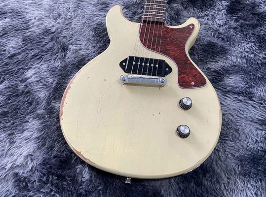 Custom GB Electric Guitar Junior Milk White Color 1 P90 Pickup Handmade heavry Relic Mahogany Body And Neck supplier