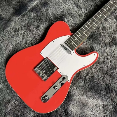 Custom Tele Electric Guitar, Mahogany Body, Red Color, Double Binding, Rosewood Fretboard, 6 Strings, 22 Frets, Dropship supplier