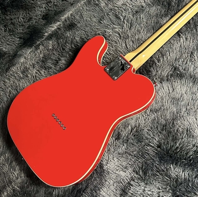 Custom Tele Electric Guitar, Mahogany Body, Red Color, Double Binding, Rosewood Fretboard, 6 Strings, 22 Frets, Dropship supplier