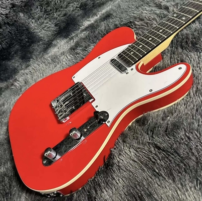 Custom Tele Electric Guitar, Mahogany Body, Red Color, Double Binding, Rosewood Fretboard, 6 Strings, 22 Frets, Dropship supplier