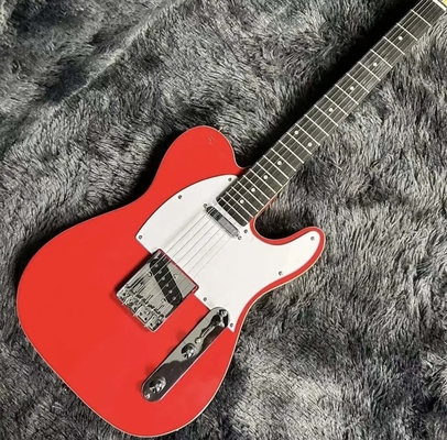 Custom Tele Electric Guitar, Mahogany Body, Red Color, Double Binding, Rosewood Fretboard, 6 Strings, 22 Frets, Dropship supplier