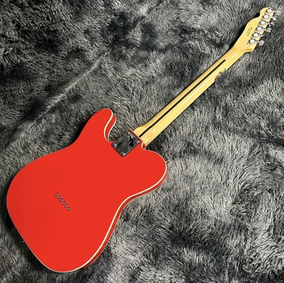 Custom Tele Electric Guitar, Mahogany Body, Red Color, Double Binding, Rosewood Fretboard, 6 Strings, 22 Frets, Dropship supplier