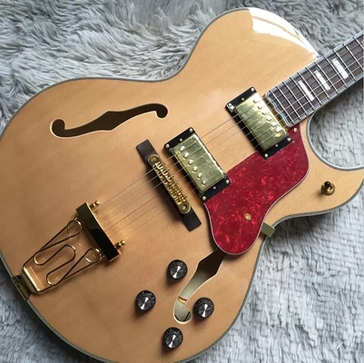 Custom Hollow Byrdland Wood Color Gold Hardware Archtop Electric Guitar supplier