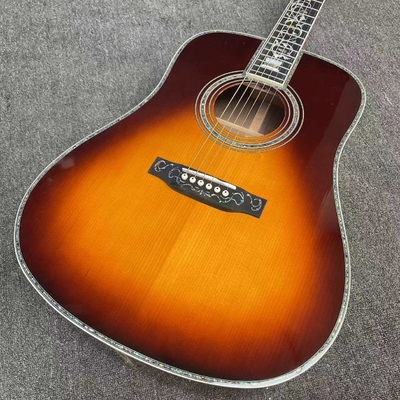 41 Inch D Type Sunburst Solid Spruce Acoustic Guitar Abalone Ebony Fingerboard supplier