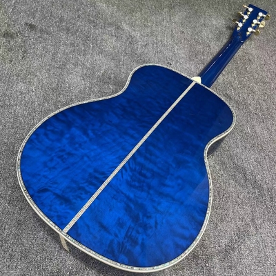 Custom Solid East Indian Rosewood Back Side OM Acoustic Guitar with Double Electronic EQ in Blue Color supplier