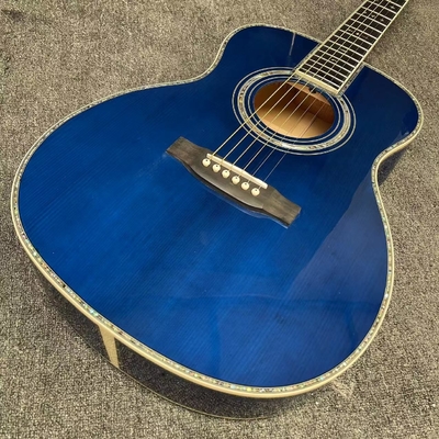 Custom Solid East Indian Rosewood Back Side OM Acoustic Guitar with Double Electronic EQ in Blue Color supplier