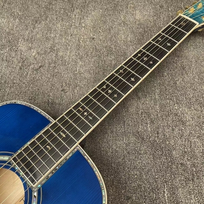 Custom Solid East Indian Rosewood Back Side OM Acoustic Guitar with Double Electronic EQ in Blue Color supplier