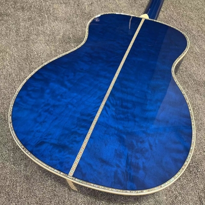 Custom Solid East Indian Rosewood Back Side OM Acoustic Guitar with Double Electronic EQ in Blue Color supplier