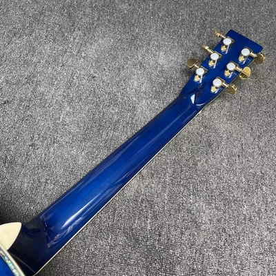 Custom Solid East Indian Rosewood Back Side OM Acoustic Guitar with Double Electronic EQ in Blue Color supplier