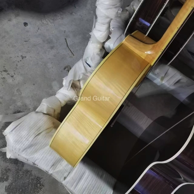 Custom Solid 43 Inch Jumbo Parlor Acoustic Guitar Flamed Maple Back Side Ebony Bridge supplier