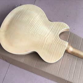 F hollow body jazz Electric Guitar,double tiger flame Natural wood color guitarra.vibrato system supplier